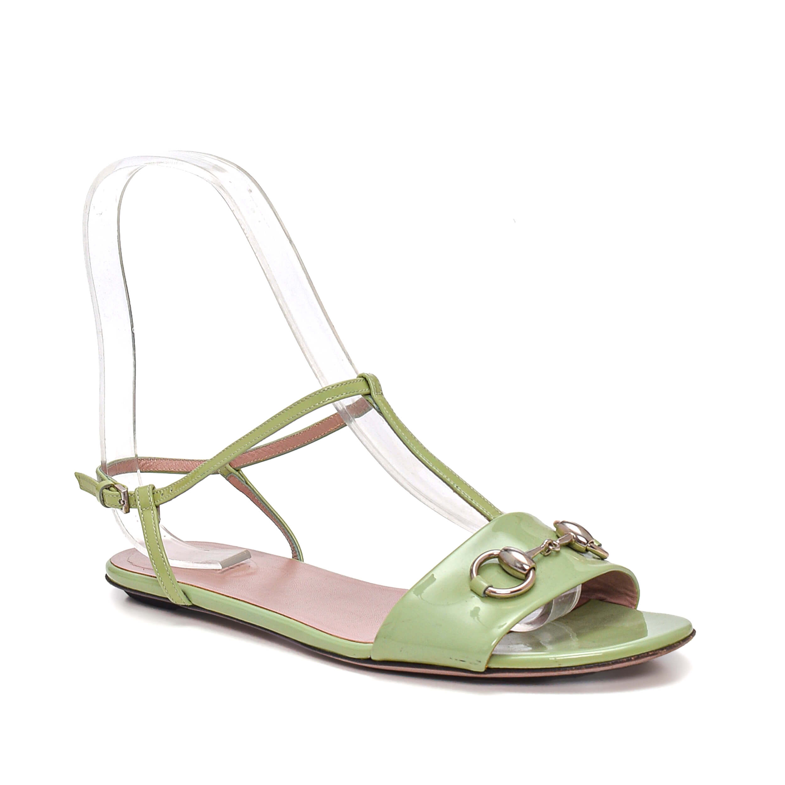 Gucci - Green Leather Horsebit Sandals